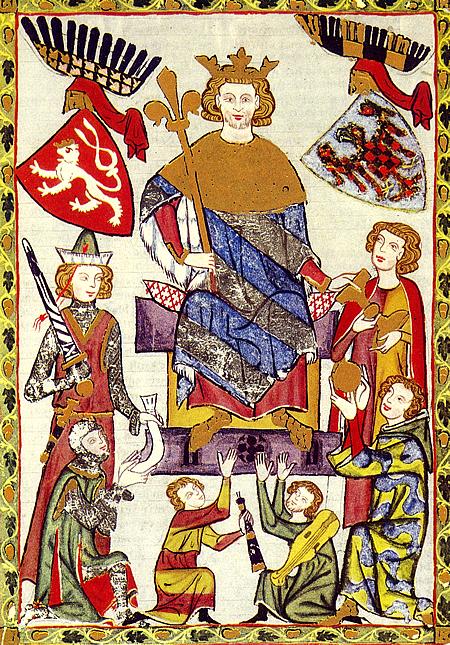 Václav II. (I.) v Kodexu Manesse s erbem Moravy